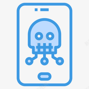 智能手机骷髅智能手机技术10蓝色图标
