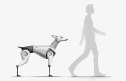 概念设计牵着宠物机器狗去遛弯素材