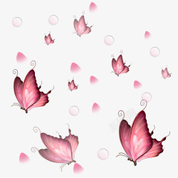 漂浮的蝴蝶之漫天飞舞的粉色蝴蝶玫瑰花瓣素材