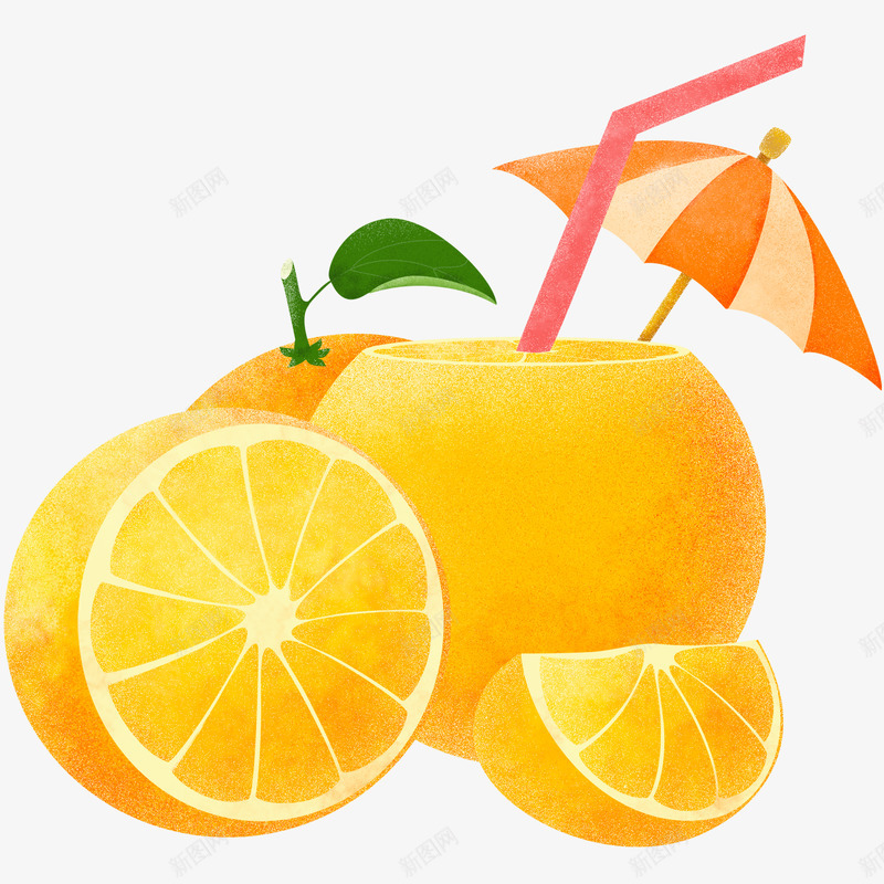 手绘橙子切片果汁png免抠素材_88icon https://88icon.com 手绘 橙子 切片 果汁