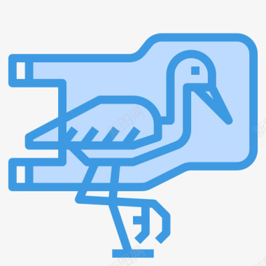 塑料尺子鸟塑料污染24蓝色图标