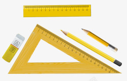 学习用品尺子铅笔三角尺素材