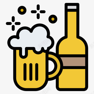 啤酒泡泡啤酒137岁生日原色图标