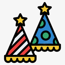 一岁生日派对帽137岁生日线性颜色高清图片