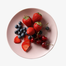 草莓蓝莓水果盘素材