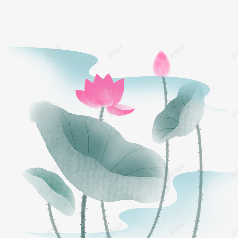 山水中国风水墨画荷花png免抠素材_88icon https://88icon.com 山水 水中 国风 水墨画 荷花