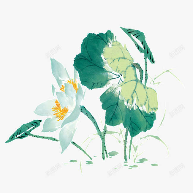 水墨画荷花透明装饰png免抠素材_88icon https://88icon.com 水墨画 荷花 透明 装饰