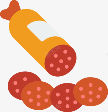 意大利牛排意大利萨拉米香肠25平铺图标