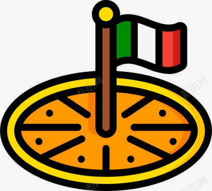 意大利24号比萨饼线形颜色图标