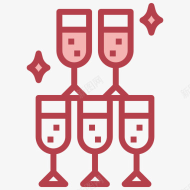 玻璃葡萄酒14红色图标