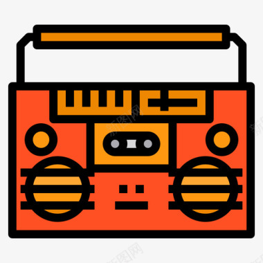 盒式收音机复古装置3线性彩色图标