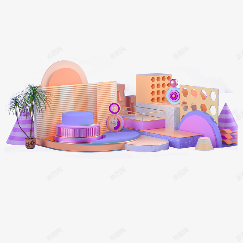 C4D建筑场景png免抠素材_88icon https://88icon.com 建筑 场景