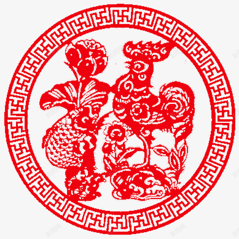 中国剪纸剪纸福png免抠素材_88icon https://88icon.com 剪纸 中国