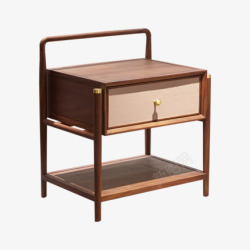 新品优梵艺术Woodfall新中式床头柜小型收纳卧素材