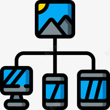 网络图标免抠png图片设备在线营销48线性颜色图标