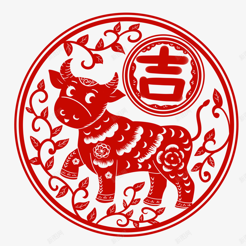 2021年牛年剪纸红色新年春节喜庆插画窗花AI矢量png免抠素材_88icon https://88icon.com 牛年 剪纸 红色 新年 年春节 喜庆 插画 窗花 矢量