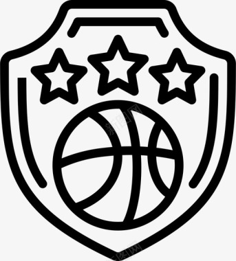 手绘篮球徽章徽章篮球62直线型图标