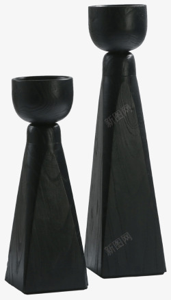 黑色木质餐桌装饰烛台摆件素材