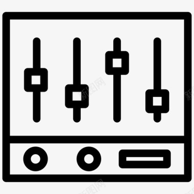 粗线条盆混音器音乐设置图标