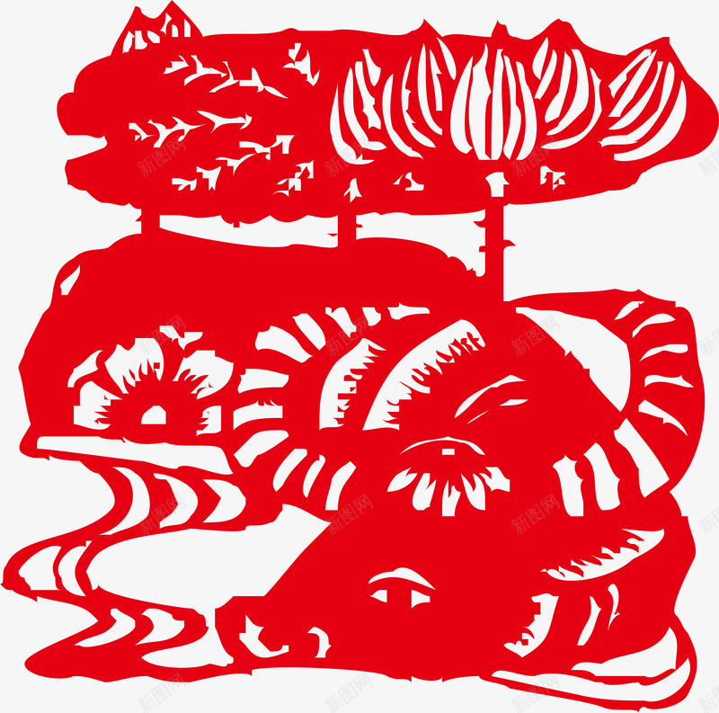 2021年牛年剪纸红色新年春节喜庆插画窗花AI矢量png免抠素材_88icon https://88icon.com 牛年 剪纸 红色 新年 年春节 喜庆 插画 窗花 矢量