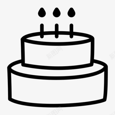 双层生日蛋糕蜡烛分层图标