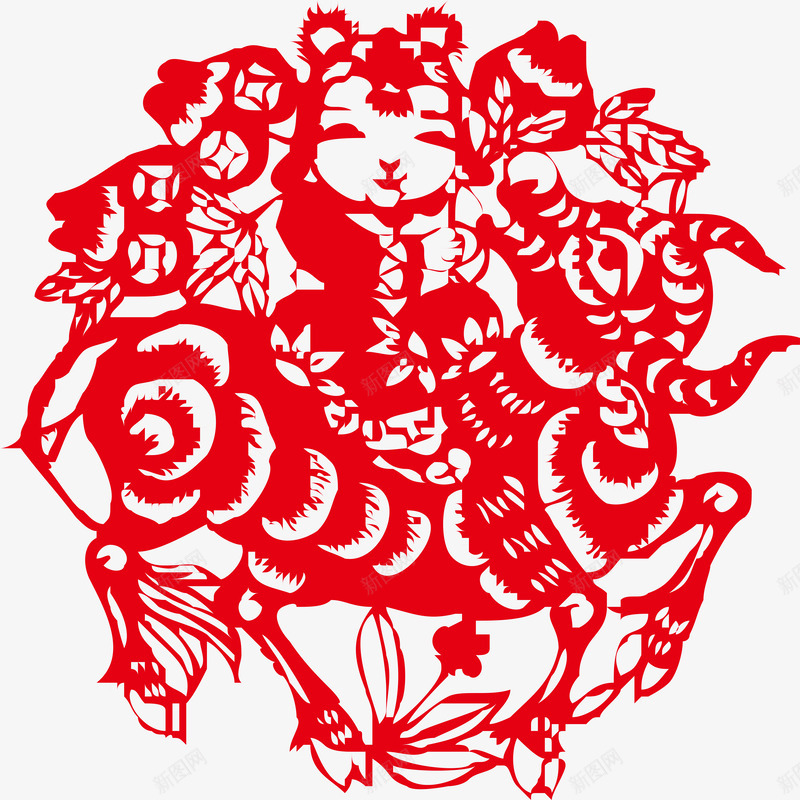 2021年牛年剪纸红色新年春节喜庆插画窗花AI矢量png免抠素材_88icon https://88icon.com 牛年 剪纸 红色 新年 年春节 喜庆 插画 窗花 矢量