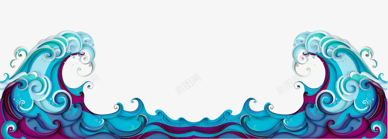 蓝色中国风海浪图案png免抠素材_88icon https://88icon.com 蓝色 中国 国风 海浪 图案