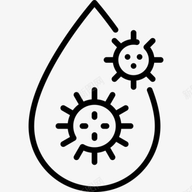 水滴冠状病毒21线状图标