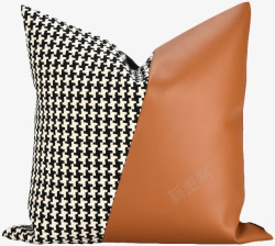 致悦家饰现代简约样板房设计师抱枕沙发靠包黑白千鸟格素材
