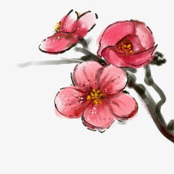 古风唯美水墨梅花透明免扣兰花腊梅点缀PS设计素材