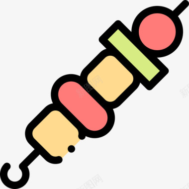 自助餐烤肉烤肉串烤肉55线性颜色图标