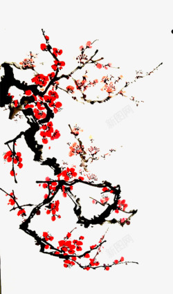 古风唯美水墨梅花透明免扣兰花腊梅点缀PS设计素材