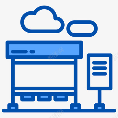 城市文化建设公交车站城市85蓝色图标