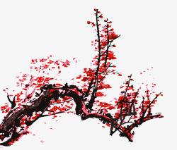 古风唯美水墨梅花透明免扣兰花腊梅点缀PS设计素材