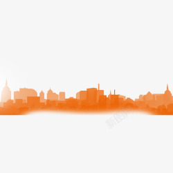 橙色城市剪影素材