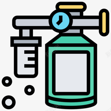 氧气罐矢量素材氧气罐医院84线性颜色图标