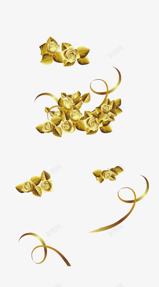 金色花丝带png免抠素材_88icon https://88icon.com 金色 花丝 丝带