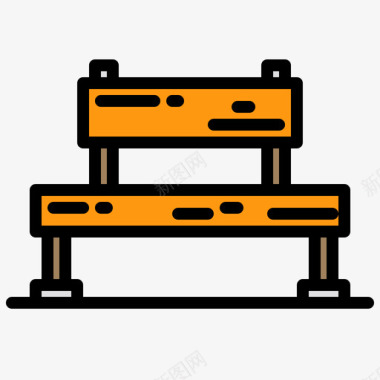 卡通城市素材长凳城市84线性颜色图标