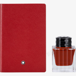 笔记本147和50ml瓶装红色墨水套装素材