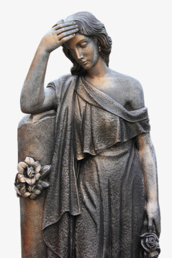 雕像青铜器数字雕塑铜像艺术女孩怀抱历史女子头玫瑰周素材