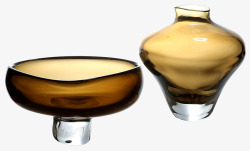茶棕色玻璃花瓶水培花盆透明花器素材