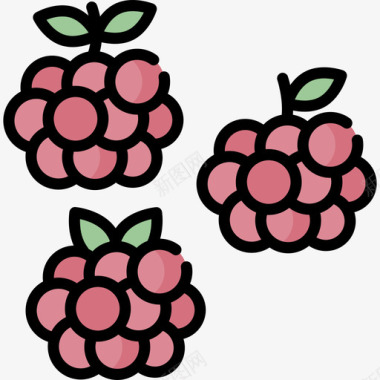 急救标志黑莓健康食品51线性颜色图标