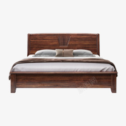 现代中式乌金木实木床简约意式小户型双人床15米18素材