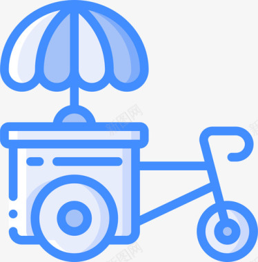 自行车自行车街头美食13蓝色图标