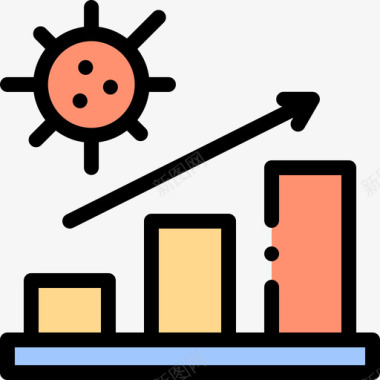 图56号冠状病毒线状颜色图标