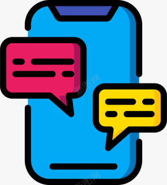 对话智能手机对话线性颜色图标