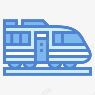 火车5节车厢蓝色图标