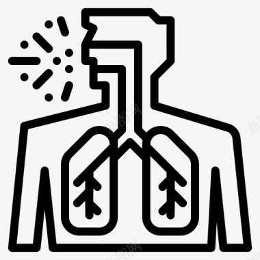 呼吸系统冠状病毒63线状图标