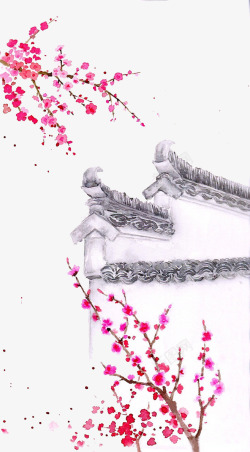 唯美水彩手绘古风花卉插画中国风装饰透明PS设计素材