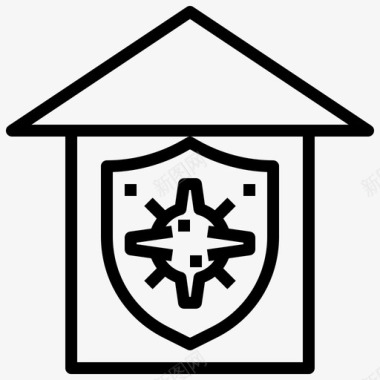 房屋冠状病毒和经济线性图标